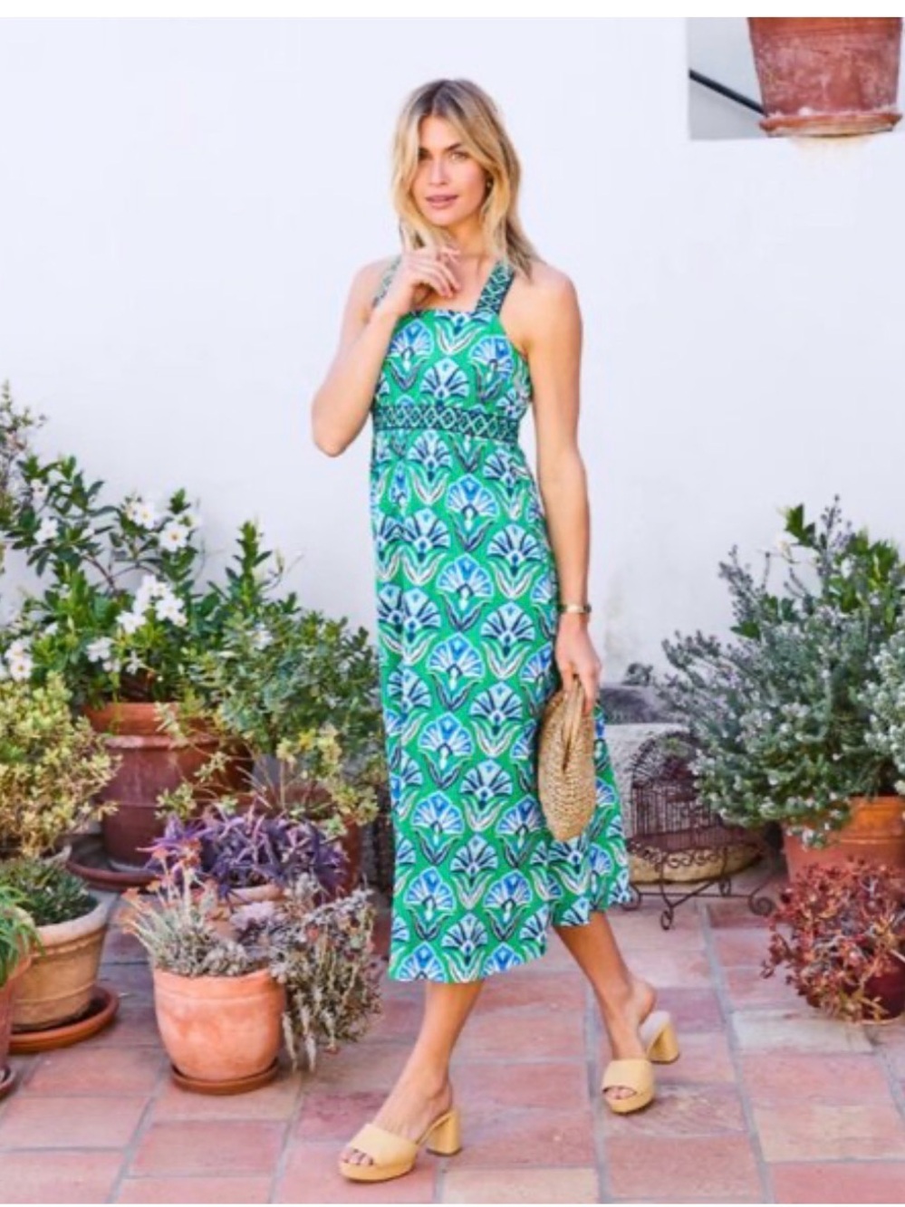 NWT Printfresh Coastal Dress in Geo Floral Green Juice 4X